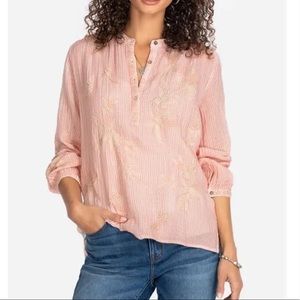 Johnny Was Workshop Striped Joelle Collared Prairie Blouse